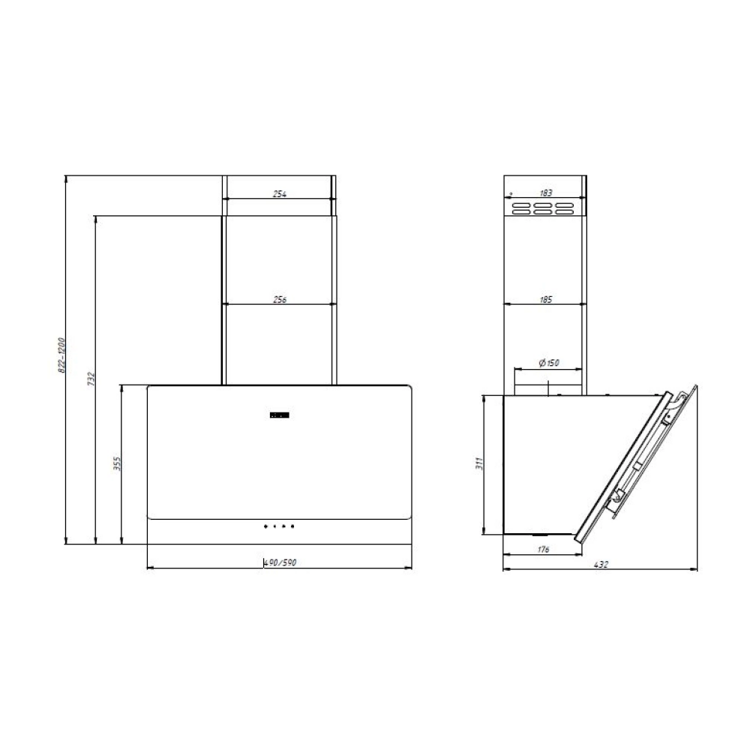 Наклонная кухонная вытяжка FRANKE TEMPER 60 WH, белый